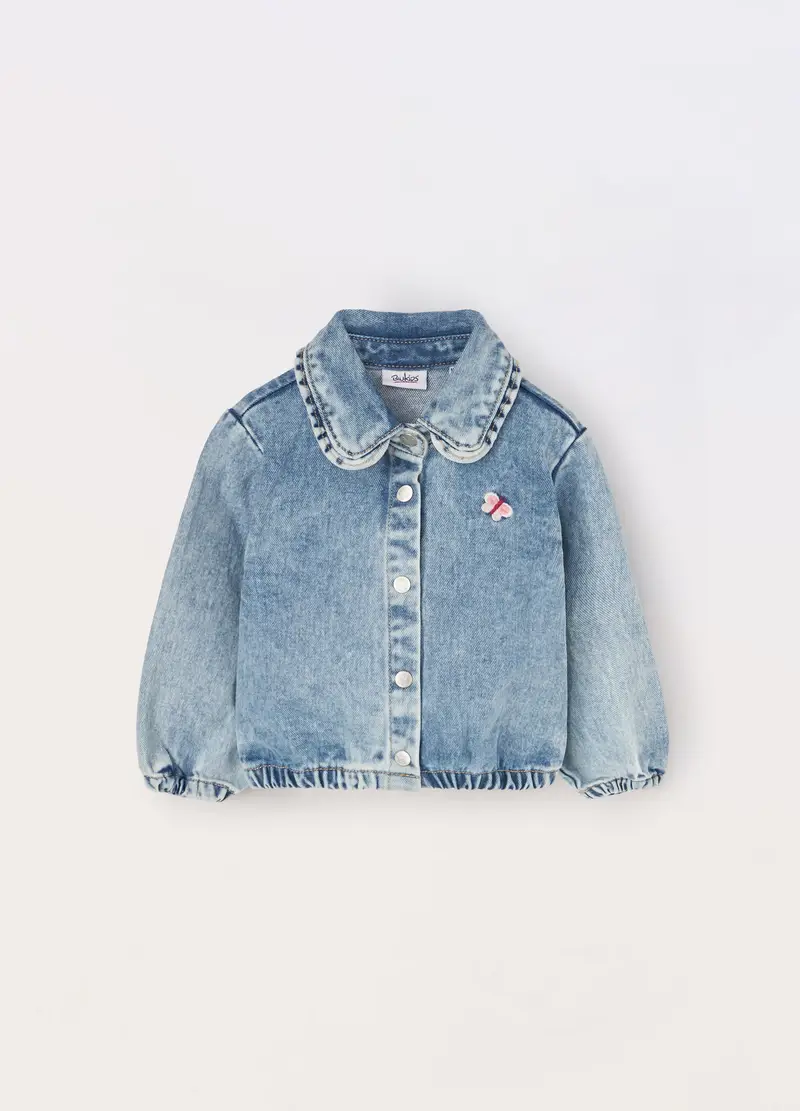 UPIM HB Camicia In Denim Di Puro Cotone Neonata, Bambina, Blu denim, Taglia: 9