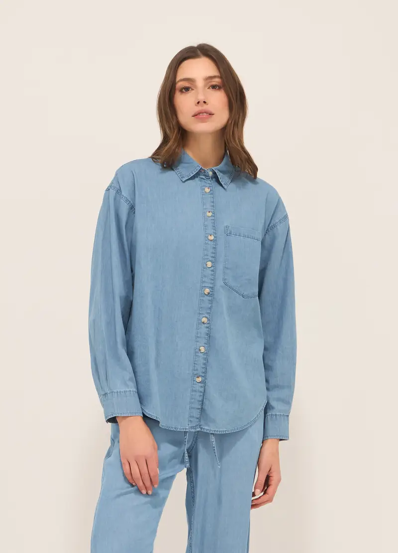 UPIM HB Camicia In Popeline Di Puro Cotone Donna, Blu denim