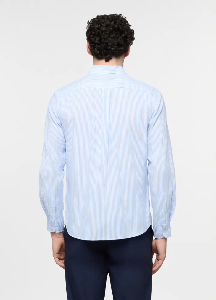 Camicia Regular Fit A Righe Uomo, Azzurro cielo