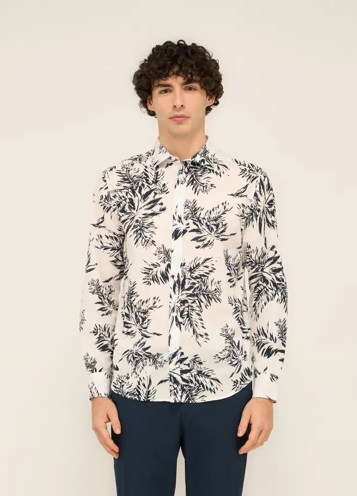 UPIM HB Camicia Regular Fit In Cotone Con Stampa Uomo, Bianco/Nero