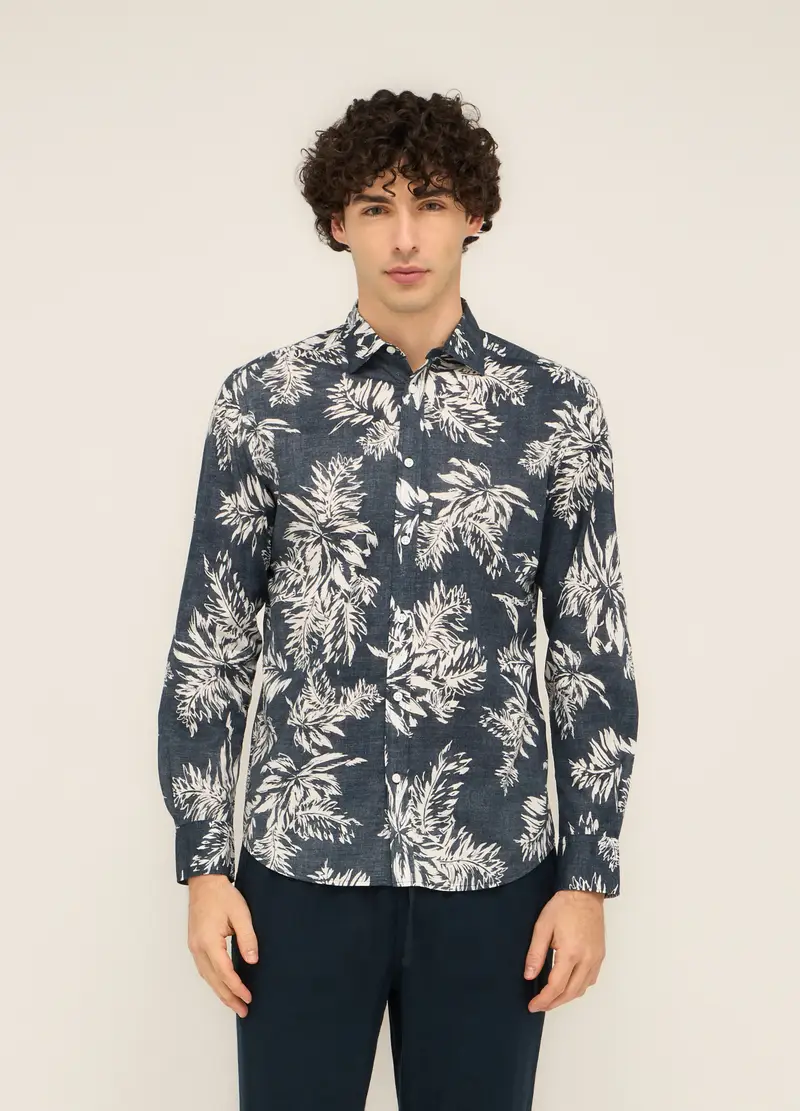 UPIM HB, Camicia Regular Fit In Cotone Con Stampa Uomo, Blu denim, Taglia: S