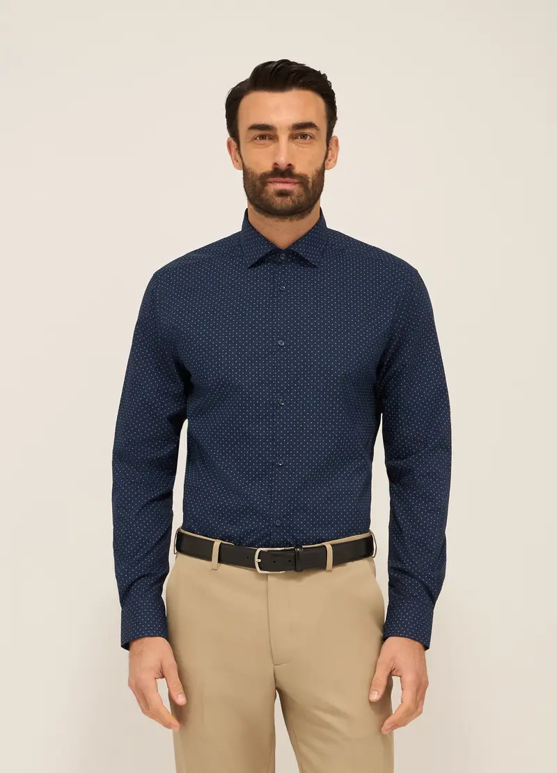 UPIM HB, Camicia Regular Fit In Misto Cotone A Fantasia, Uomo, Blu scuro, Taglia: S