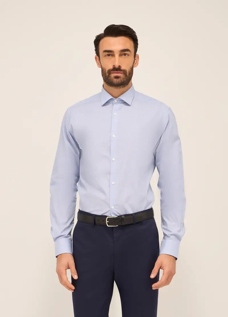 UPIM HB, Camicia Regular Fit In Misto Cotone A Micro-quadretti Uomo, Azzurro celeste, Taglia: S