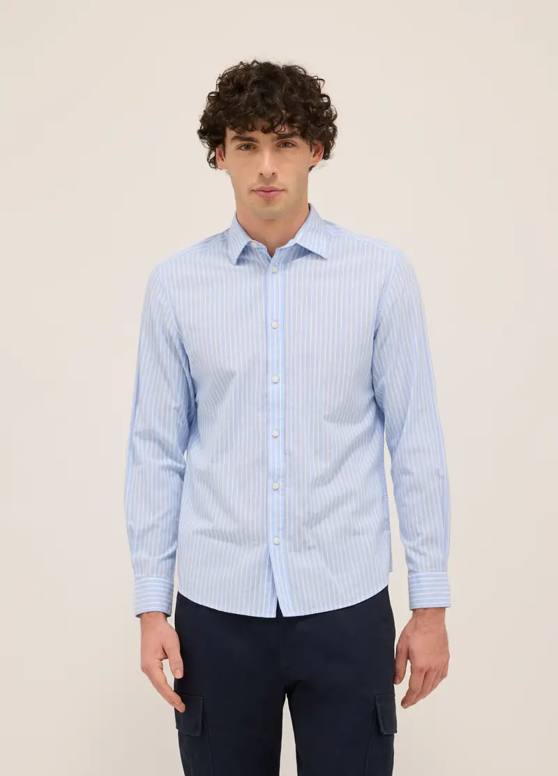 UPIM HB, Camicia Regular Fit In Puro Cotone A Righe Larghe Uomo, Azzurro, Taglia: S