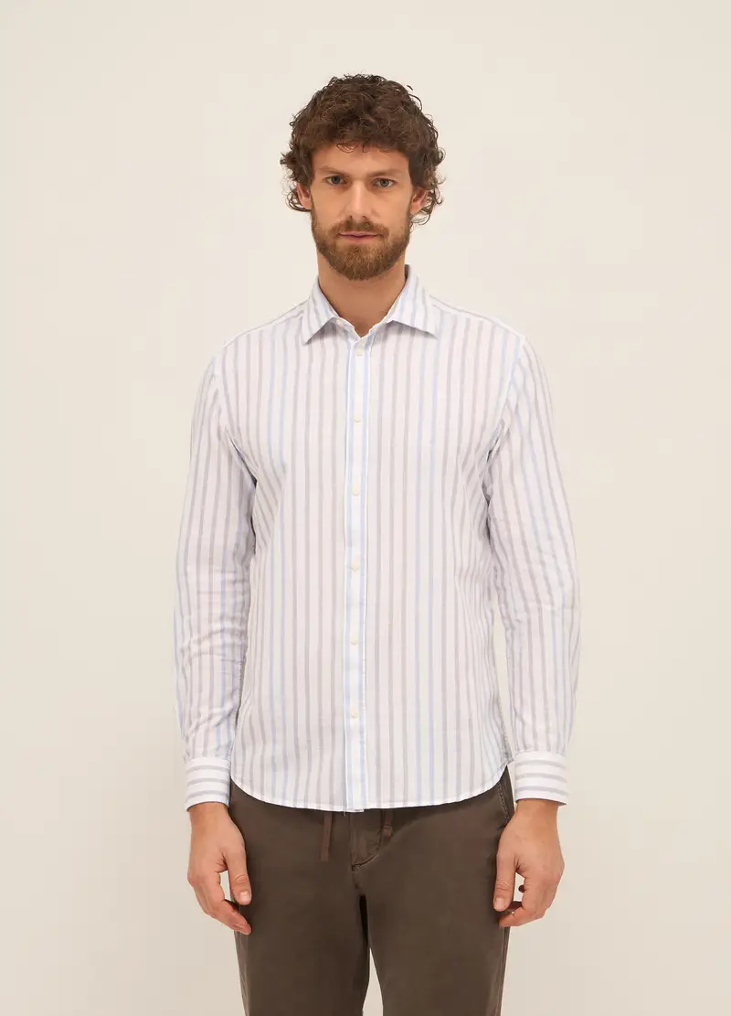 UPIM HB, Camicia Regular Fit In Puro Cotone A Righe Uomo, Azzurro chiaro, Taglia: S