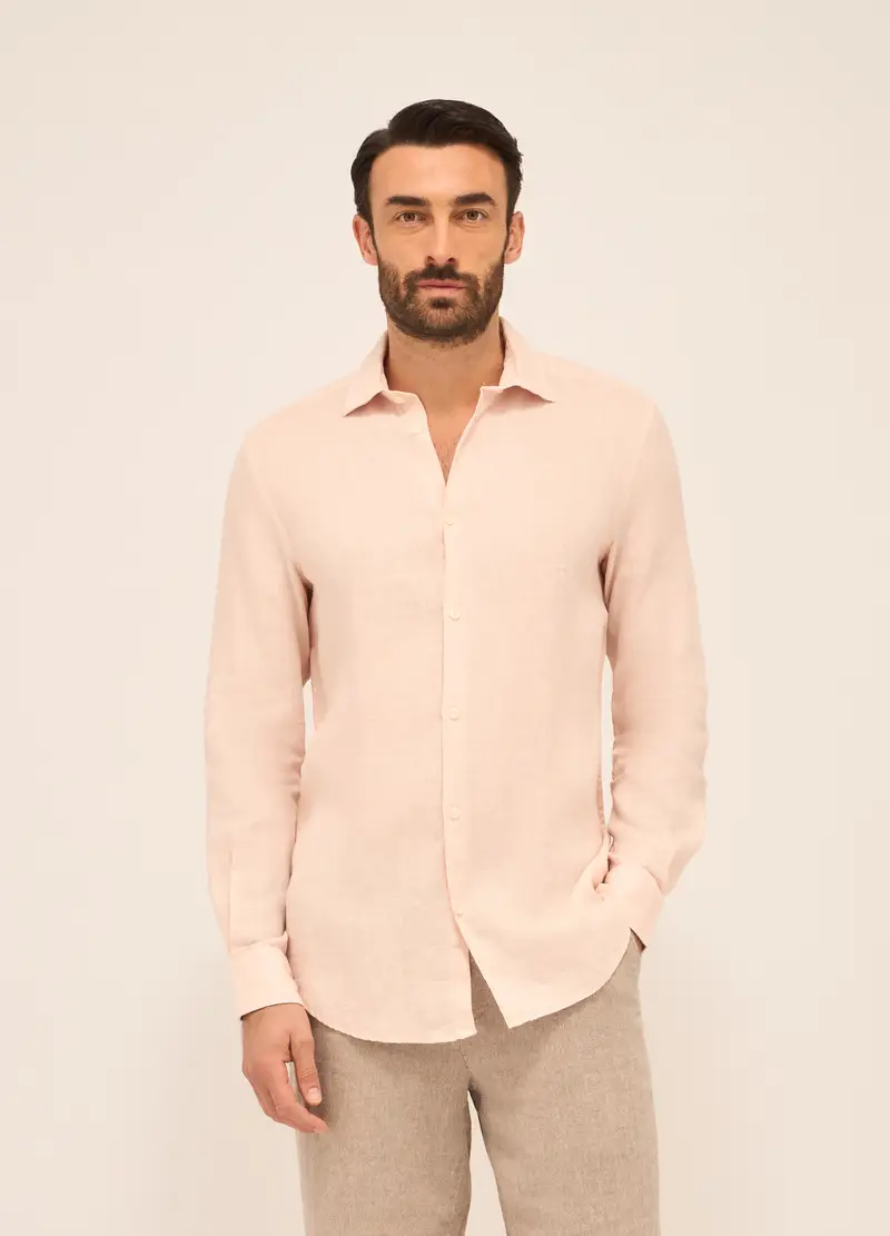 UPIM HB, Camicia Slim Fit In Lino Uomo, Rosa chiaro, Taglia: 42