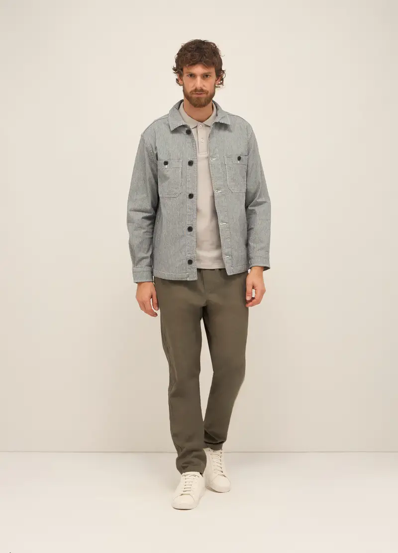 UPIM HB, Giacca A Camicia In Cotone Stretch A Righe Uomo, Nero/Bianco, Taglia: S