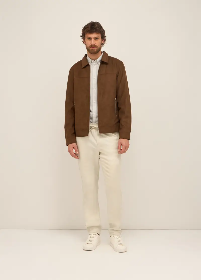 UPIM HB Giacca Corta Scamosciata In Ecopelle Con Zip Uomo, Marrone cioccolato