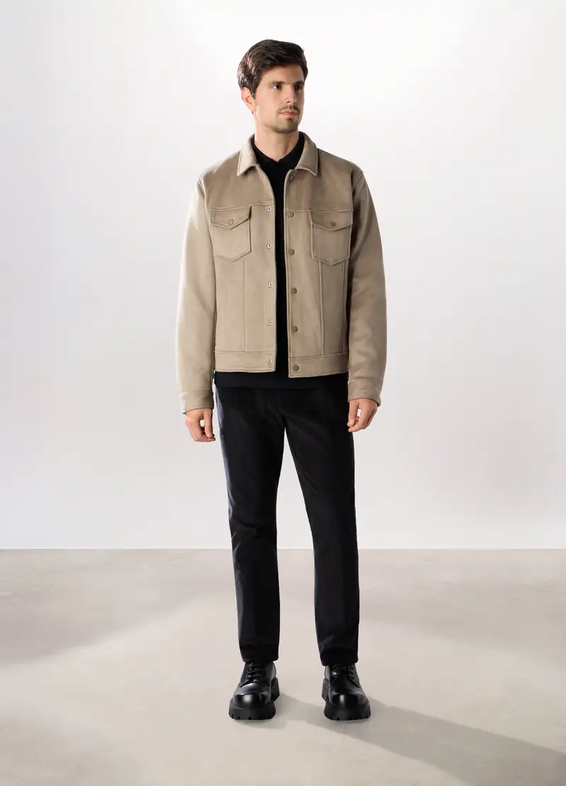 Giacca In Ecopelle Scamosciata Uomo, Grigio tortora