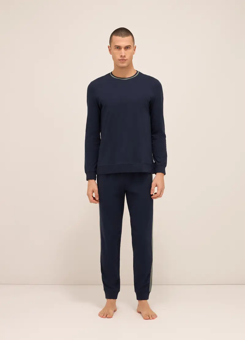 UPIM HB Maglia Del Pigiama Girocollo In Puro Cotone Uomo, Blu scuro
