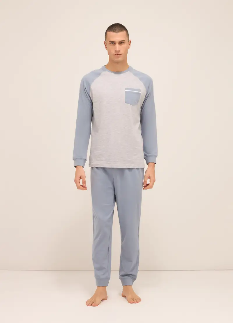 UPIM HB Maglia Del Pigiama Raglan In Puro Cotone Uomo, Azzurro carta da zucchero