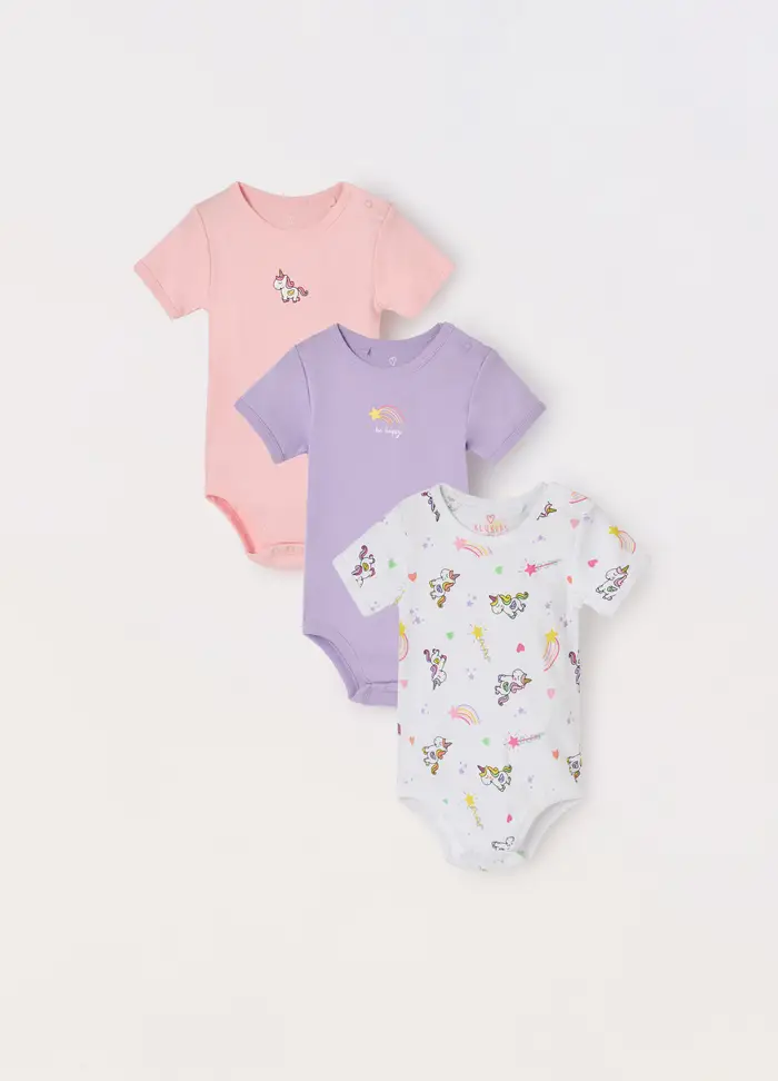 UPIM HB Pack 3 Body In Puro Cotone Neonata, Rosa pastello
