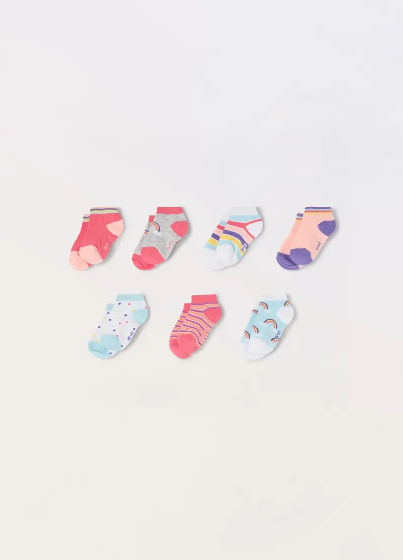 UPIM HB Pack 7 Calzini Corti In Misto Cotone Stretch, Bambina, Rosa/Viola