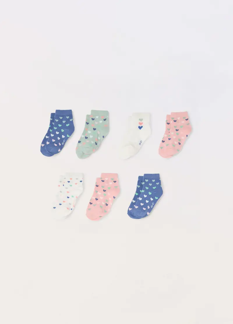 UPIM HB Pack 7 Calzini In Misto Cotone Stretch, Bambina, Blu/Verde