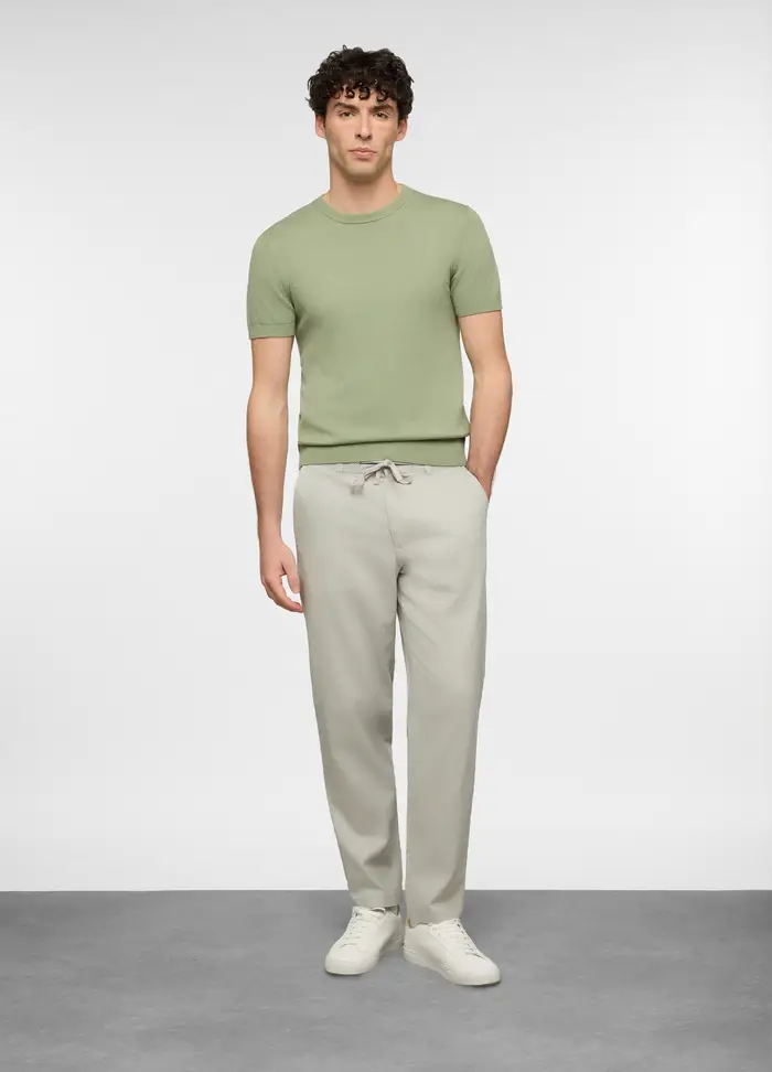 Pantalone Chino Relaxed Fit In Lino E Cotone Uomo, Grigio