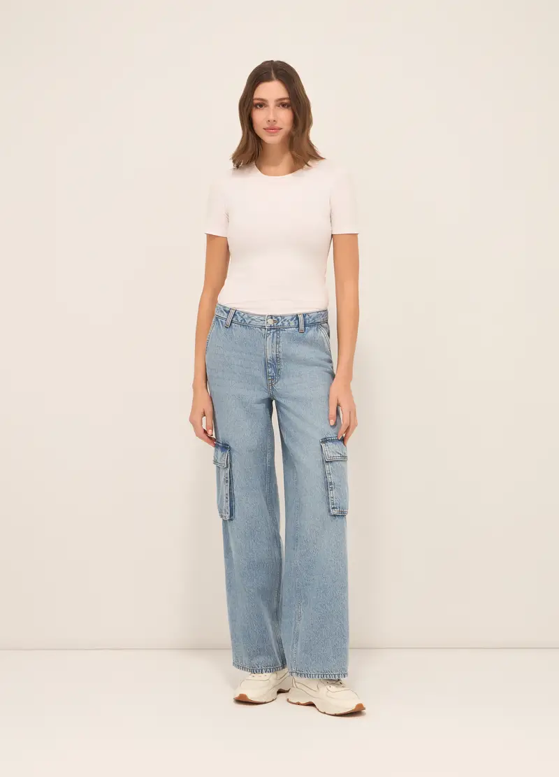 UPIM HB Pantaloni Cardo In Denim Di Misto Cotone Donna, Azzurro chiaro