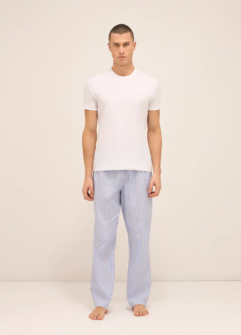 UPIM HB Pantaloni Del Pigiama In Tela Di Cotone A Righe Uomo, Azzurro