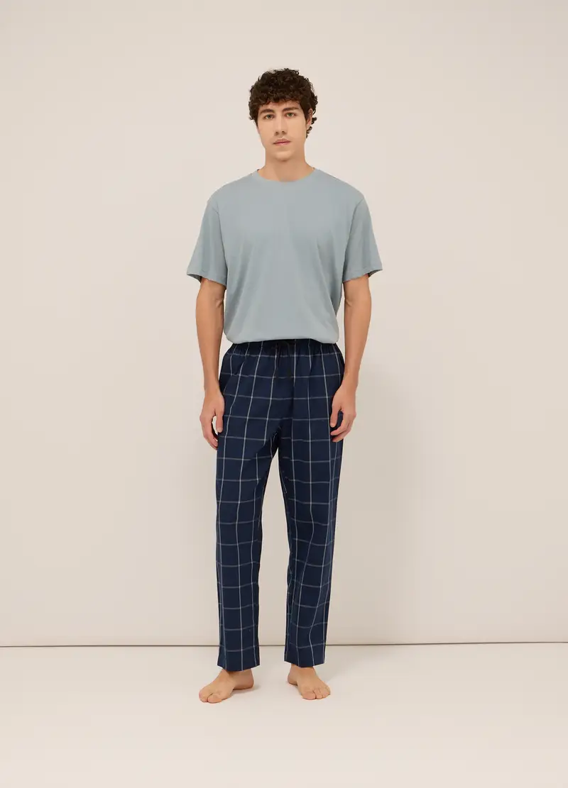 UPIM HB Pantaloni Pigiama In Puro Cotone A Quadri Uomo, Blu scuro