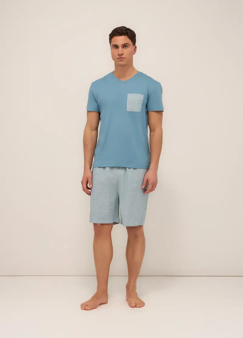 UPIM HB Pigiama Corto In Cotone E Lino Uomo, Azzurro cielo