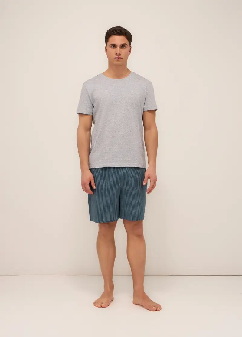 UPIM HB Pigiama Corto In Puro Cotone Uomo, Blu/Grigio