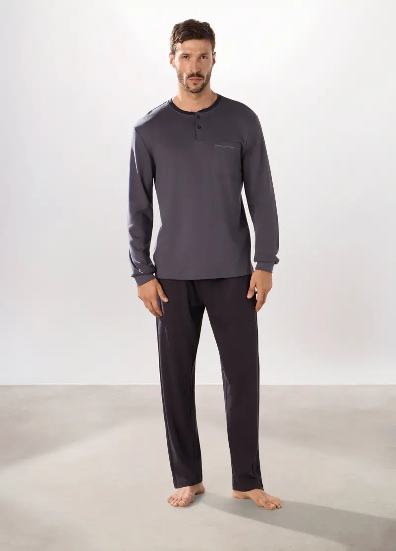 UPIM HB Pigiama Lungo In Puro Cotone Interlock Uomo, Grigio antracite