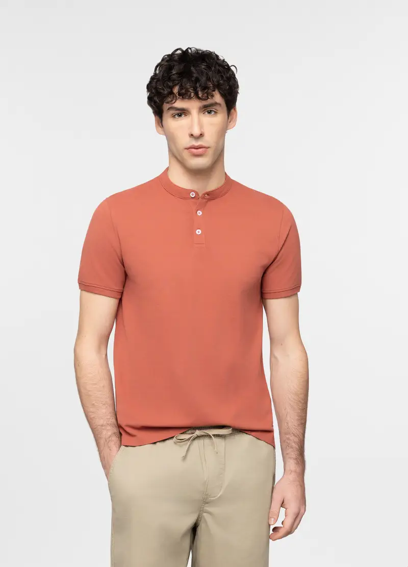 UPIM HB Polo A Maniche Corte Con Collo Coreano Uomo, Arancione papaya