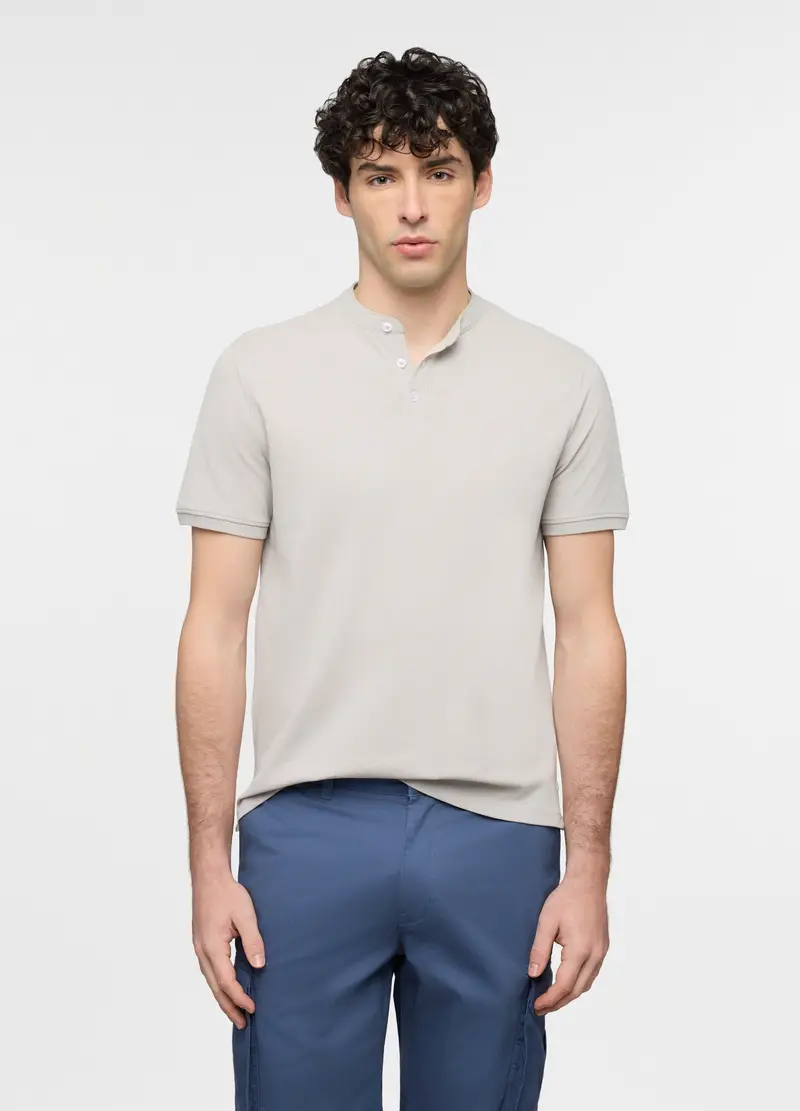 UPIM HB Polo A Maniche Corte Con Collo Coreano Uomo, Grigio cenere