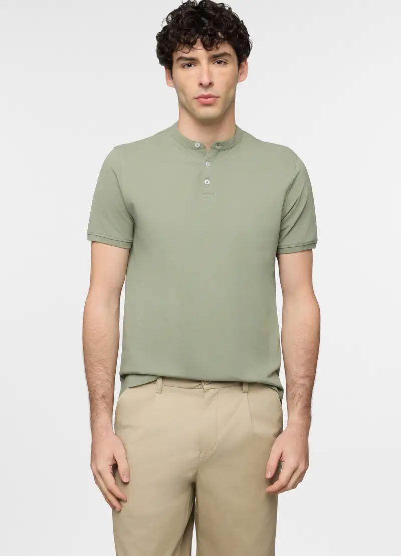 UPIM HB Polo A Maniche Corte Con Collo Coreano Uomo, Verde salvia