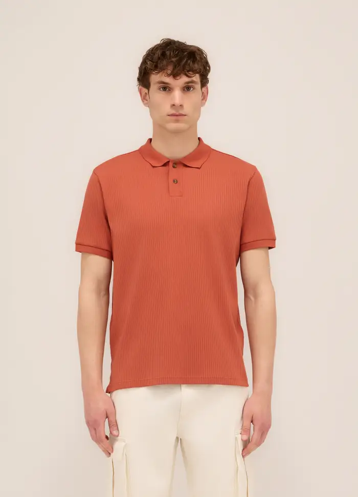 UPIM HB Polo A Maniche Corte In Interlock Di Cotone Stretch Uomo, Arancione scuro