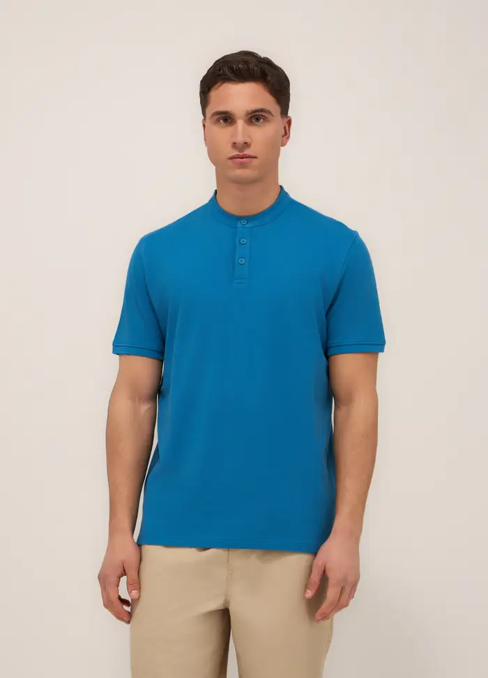 UPIM HB Polo Con Colletto Coreano In Piquet Di Cotone Uomo, Blu elettrico