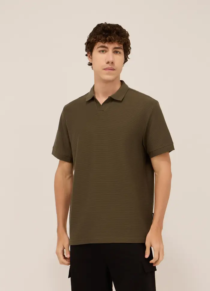 UPIM HB Polo In Cotone A Coste Orizzontali Uomo, Unisex, Marrone fango