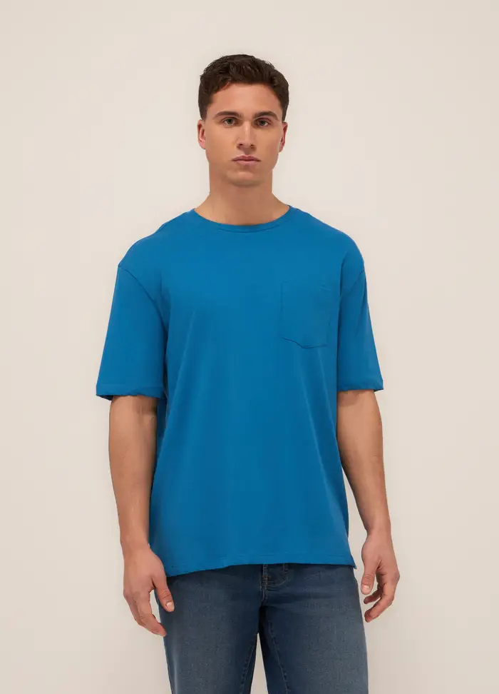 UPIM HB T-shirt In Jersey Di Cotone Con Taschino Uomo, Unisex, Blu elettrico
