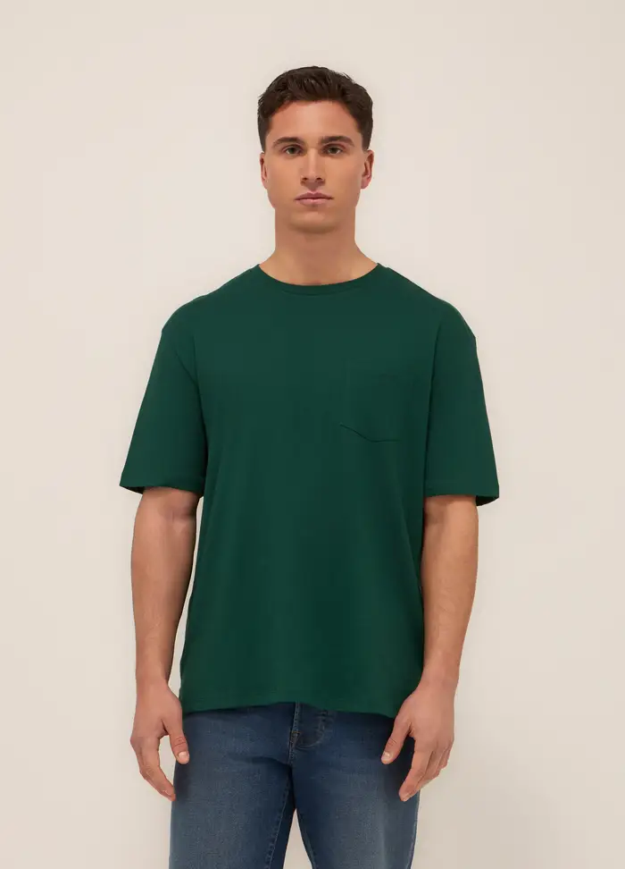 UPIM HB T-shirt In Jersey Di Cotone Con Taschino Uomo, Unisex, Verde smeraldo scuro