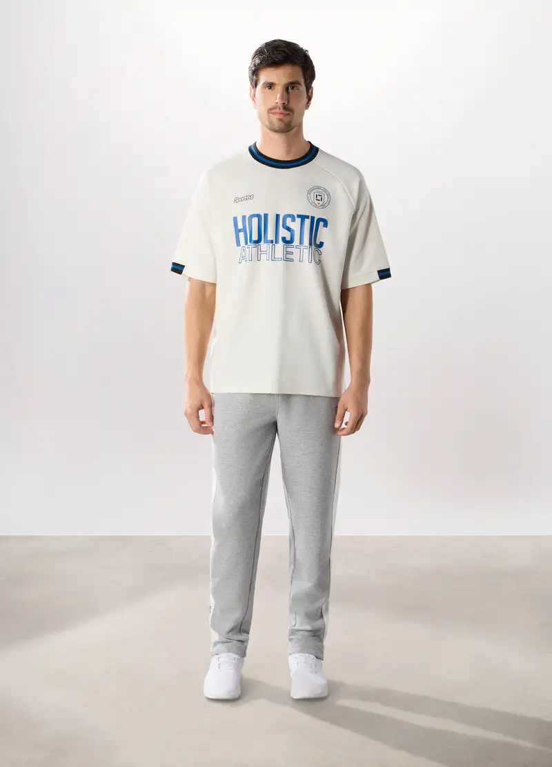 Jogger Bicolore In Misto Cotone Uomo, Unisex, Grigio chiaro melange