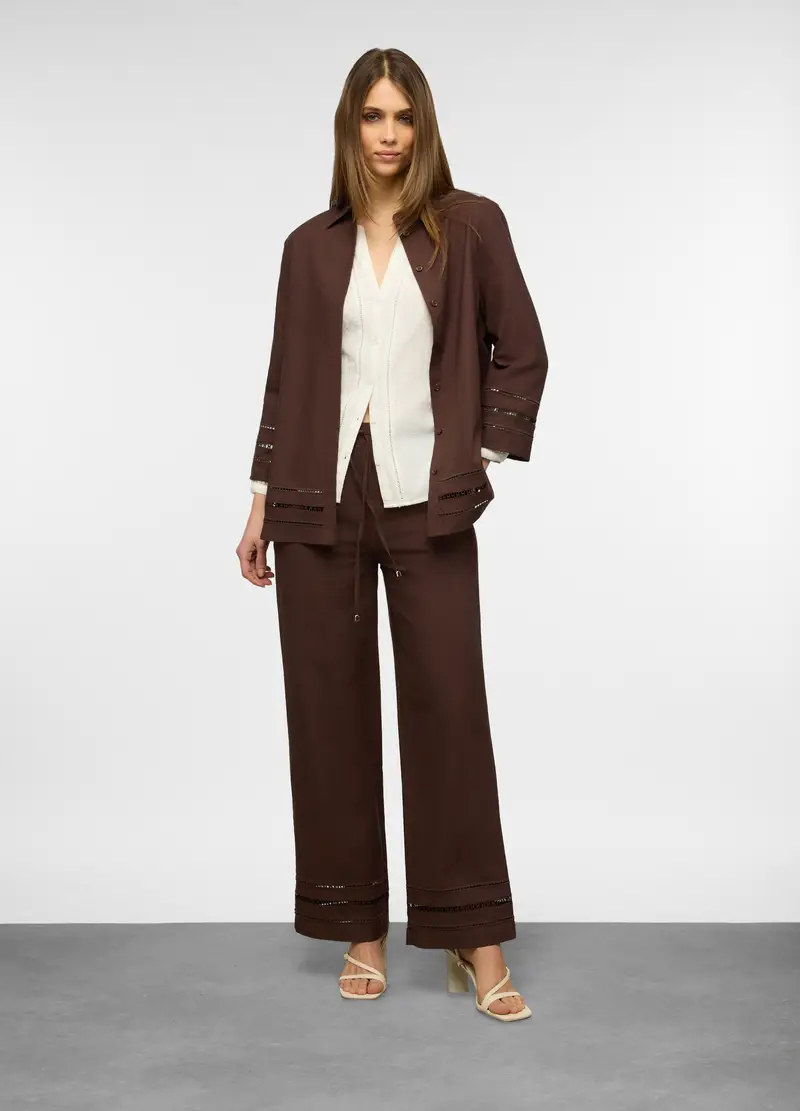 Upim Jogger Fit Comfort In Misto Lino Donna, Marrone scuro