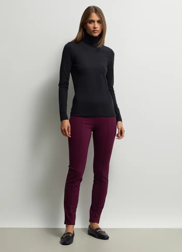 Leggings Fit Slim In Punto Milano Misto Viscosa Stretch Donna, Viola malva