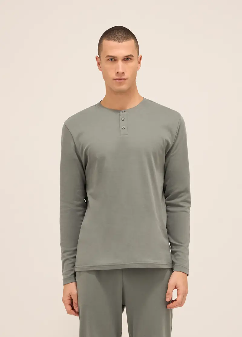 Upim Maglia Del Pigiama A Serafino In Puro Cotone Uomo, Verde antracite