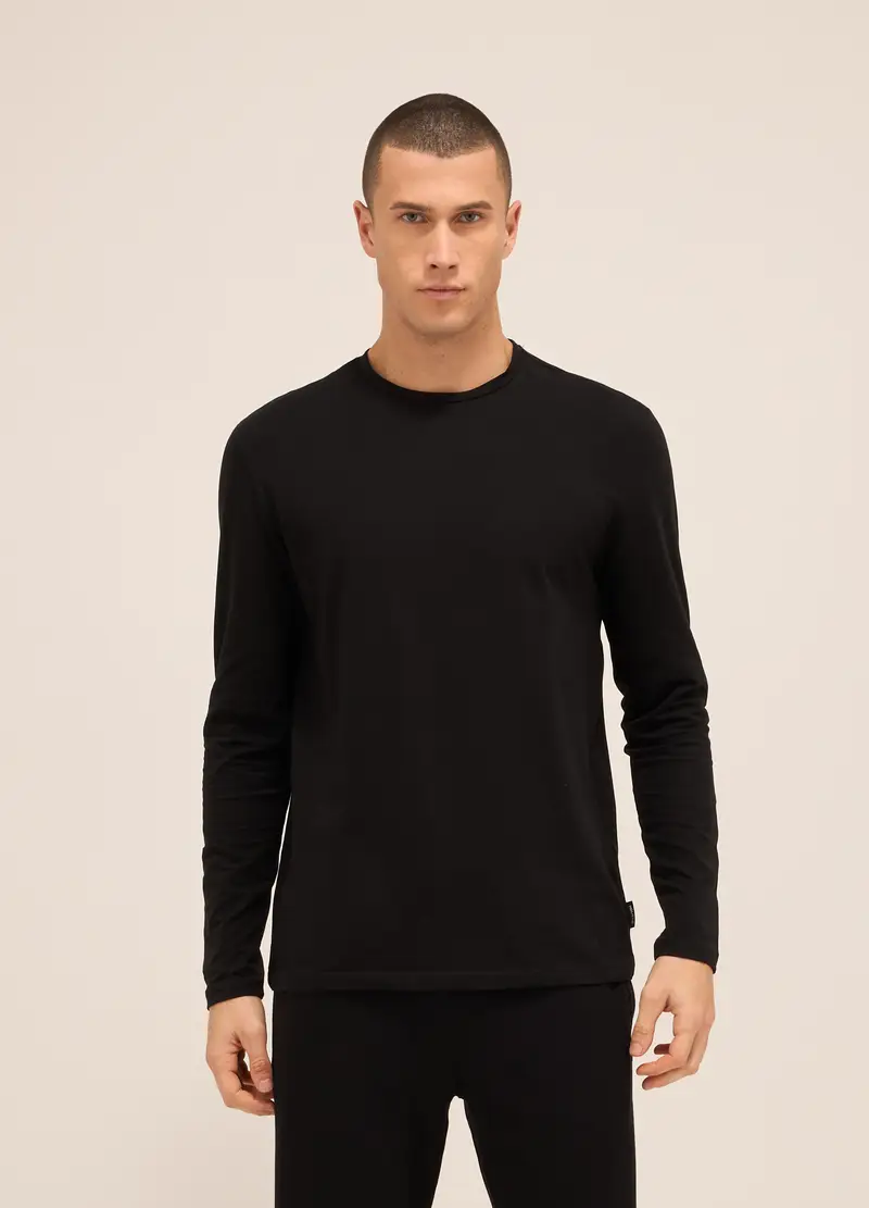 Upim Maglia Girocollo A Maniche Lunghe In Cotone Stretch Uomo, Unisex, Nero