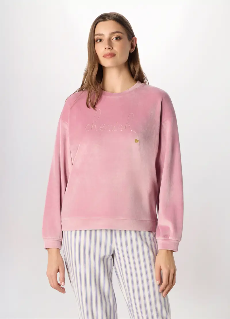 Upim Maglia Pigiama Velour Donna, Rosa pastello