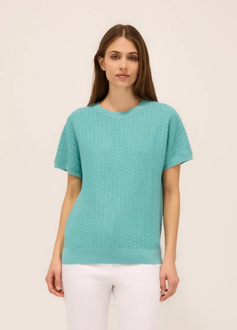 Upim Maglia Tricot A Maniche Corte Donna, Azzurro celeste