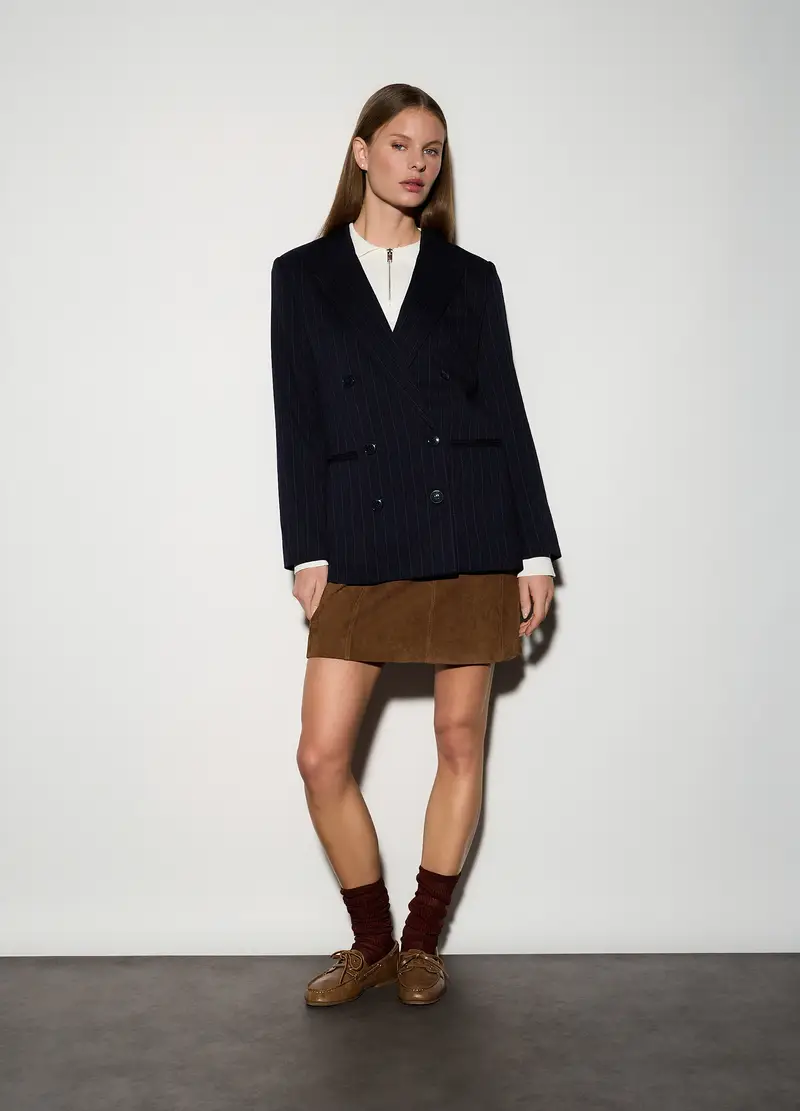 Upim Minigonna In Vera Pelle Scamosciata Donna, Unisex, Marrone scuro