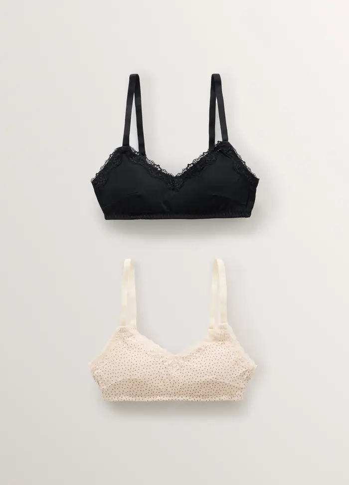 Pack 2 Reggiseni A Triangolo Stretch Donna, Nero/beige