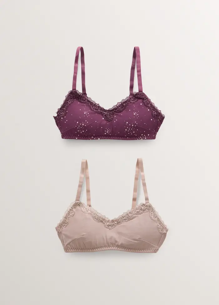Pack 2 Reggiseni A Triangolo Stretch Donna, Viola scuro