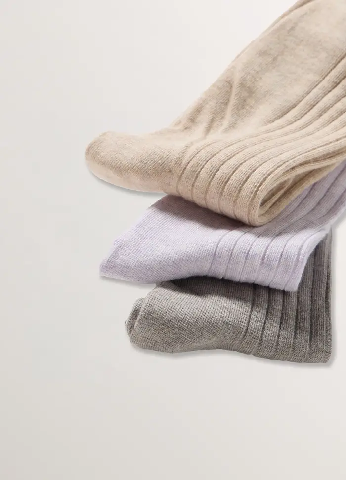 Pack 3 Calze In Costina Misto Cotone Stretch, Donna, Viola lilla