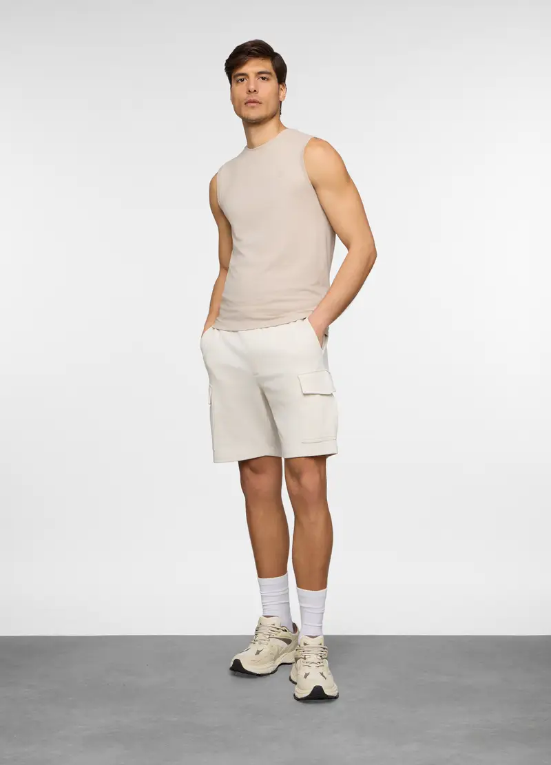 Upim Pantaloncini Cargo In Felpa Di Cotone Uomo, Unisex, Bianco avorio