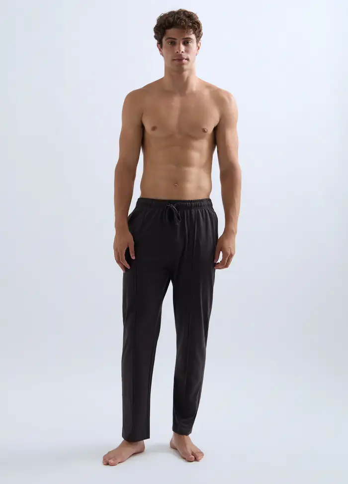 Pantalone Pigiama In Cotone Con Crête Uomo, Marrone testa di moro