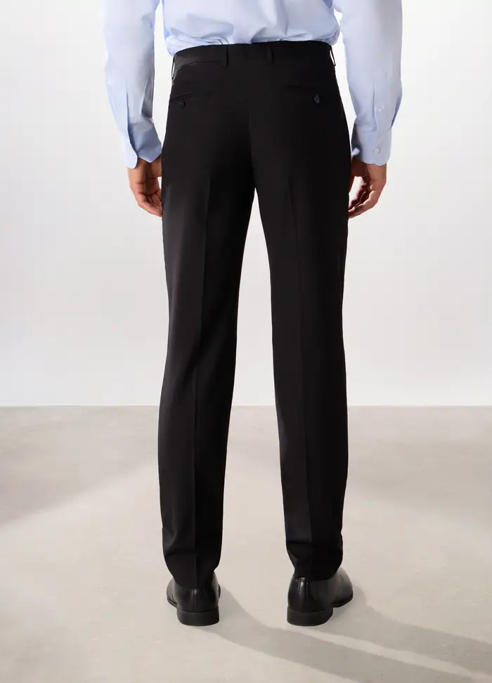 Pantalone Regular Con Pince In Twill Stretch Uomo, Nero