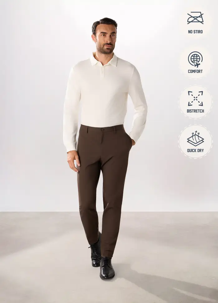 Upim Pantalone Slim In Tessuto Stretch Uomo, Marrone fango