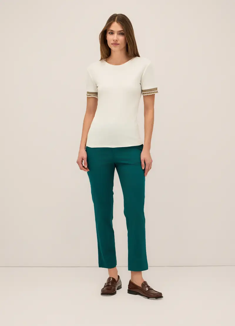 Upim Pantaloni Chino In Twill Di Cotone Stretch Donna, Verde ottanio