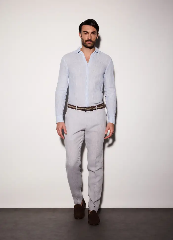 Upim Pantaloni Chino Slim Fit In Lino Uomo, Grigio chiaro